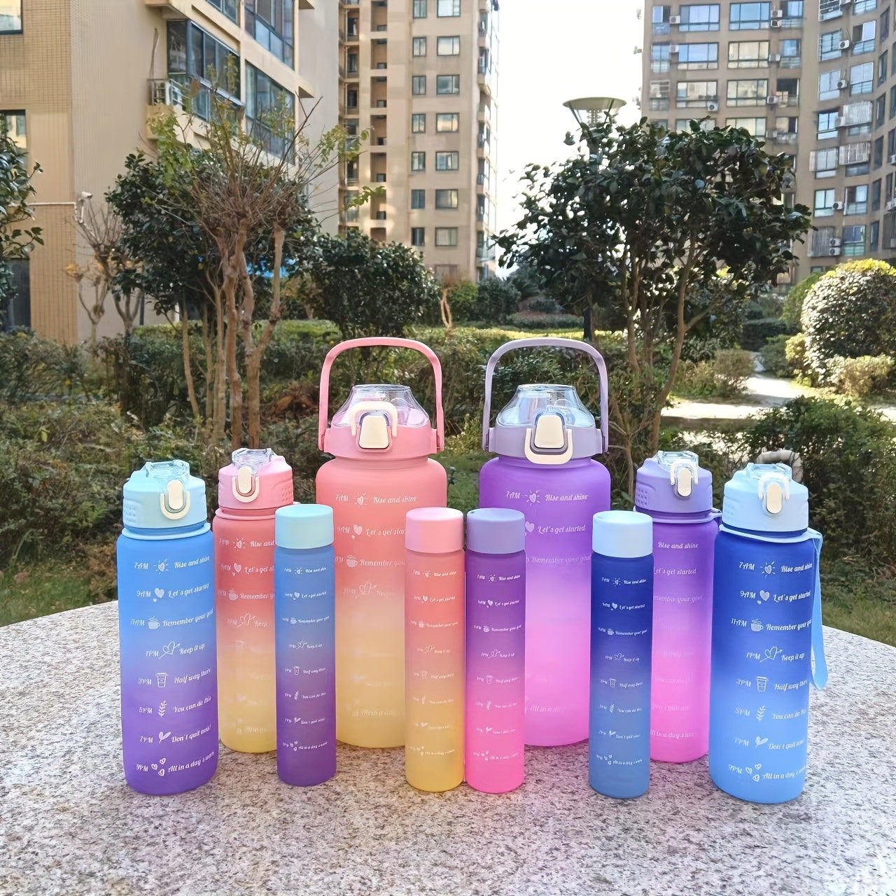 Motivational Sports Water Bottles – 2L, 700ml & 300ml with Straw & Flip-Top