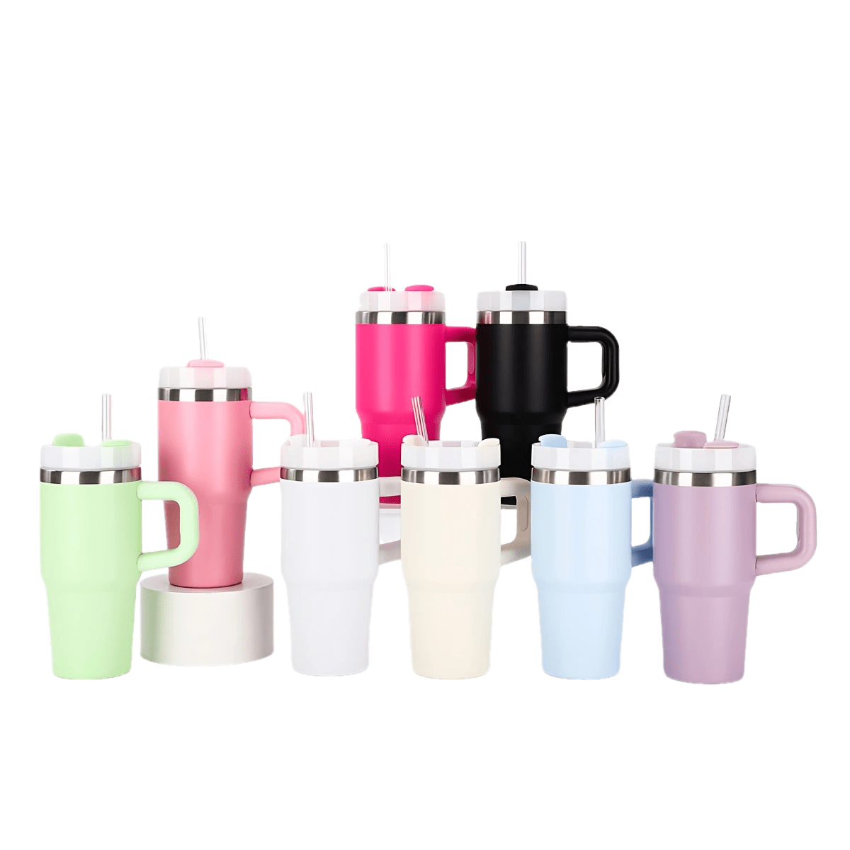 Stainless Steel Tumbler – Double-Wall Insulated with Straw & Handle)