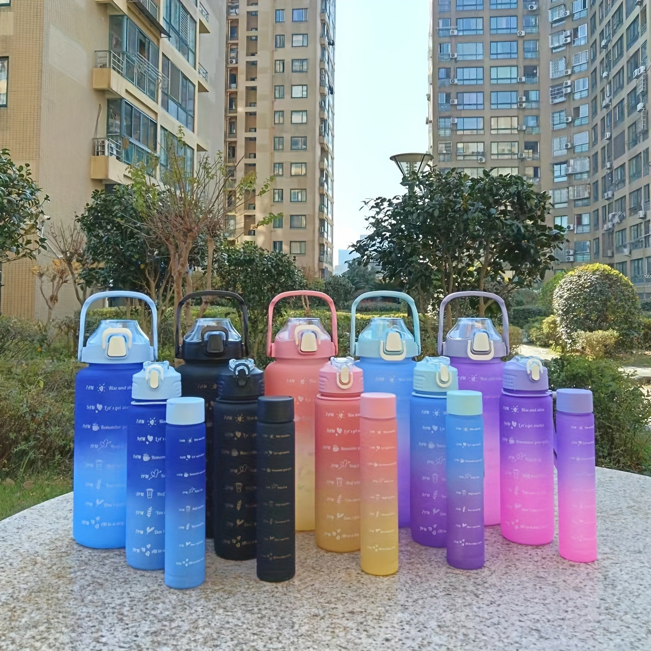Motivational Sports Water Bottles – 2L, 700ml & 300ml with Straw & Flip-Top